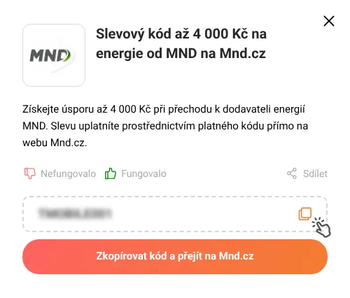 Návod jak zkopírovat promo kód Mnd.cz