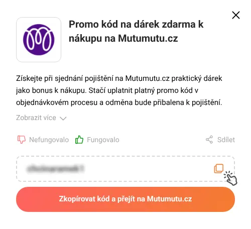 Návod jak zkopírovat promo kód Mutumutu.cz