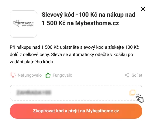 Návod jak zkopírovat slevový kód Mybesthome.cz