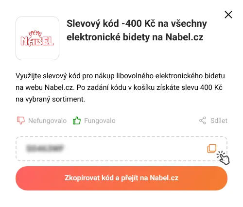 Návod jak zkopírovat slevový kód Nabel.cz