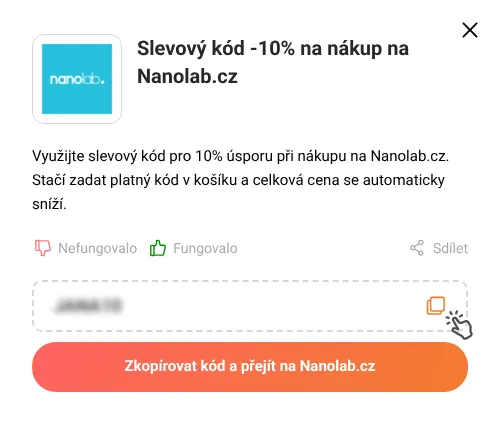 Návod jak zkopírovat slevový kupón Nanolab.cz