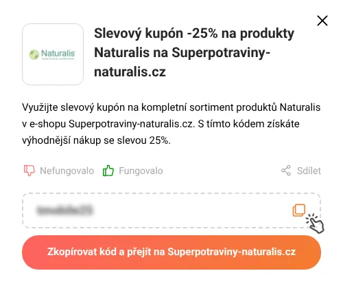 Návod jak zkopírovat slevový kód Superpotraviny-naturalis.cz