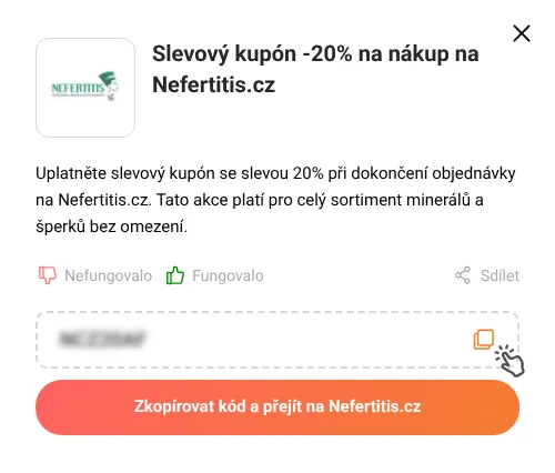Návod jak zkopírovat slevový kód Nefertitis.cz