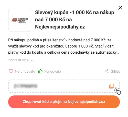 Návod jak zkopírovat slevový kupón Nejlevnejsipodlahy.cz