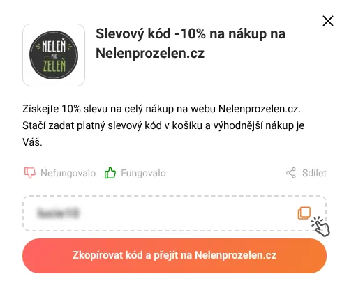 Návod jak zkopírovat slevový kupón Nelenprozelen.cz