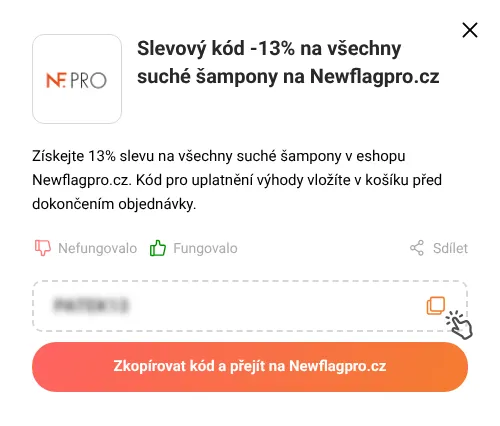 Návod jak zkopírovat slevový kód Newflagpro.cz