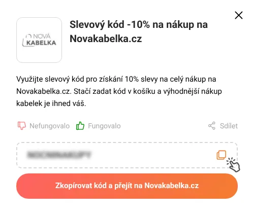 Návod jak zkopírovat slevový kupón Novakabelka.cz