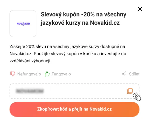 Návod jak zkopírovat slevový kód Novakid.cz