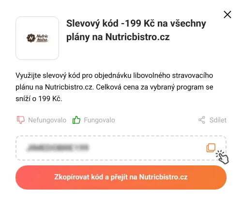 Návod jak zkopírovat slevový kód Nutricbistro.cz