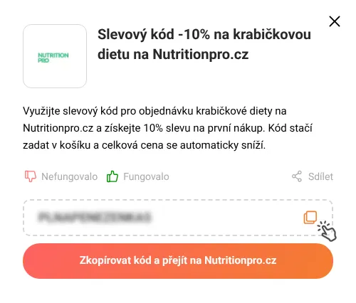 Návod jak zkopírovat slevový kód Nutritionpro.cz