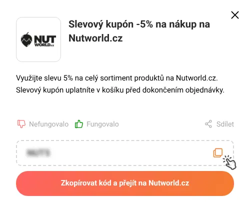 Návod jak zkopírovat slevový kupón Nutworld.cz