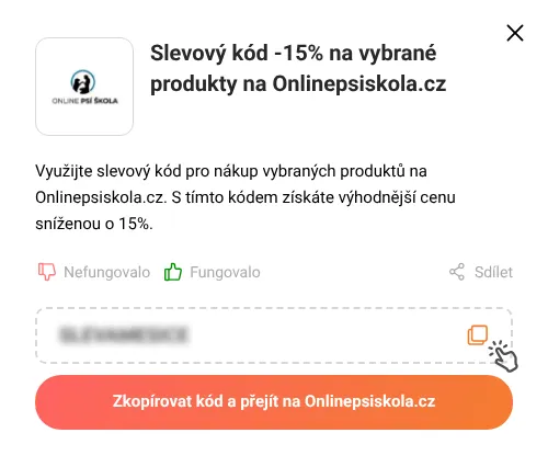Návod jak zkopírovat slevový kód Onlinepsiskola.cz