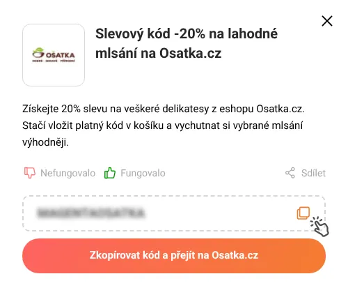 Návod jak zkopírovat slevový kód Osatka.cz