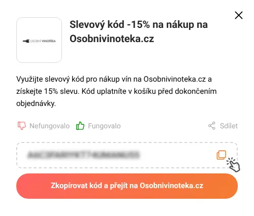Návod jak zkopírovat slevový kód Osobnivinoteka.cz