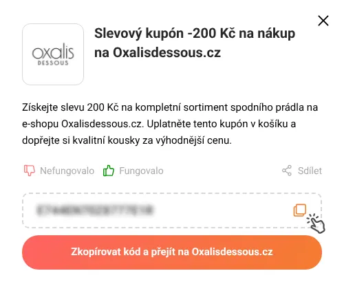 Návod jak zkopírovat slevový kód Oxalisdessous.cz
