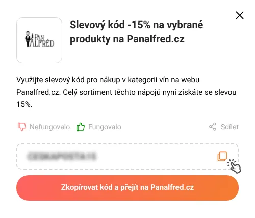 Návod jak zkopírovat slevový kupón Panalfred.cz