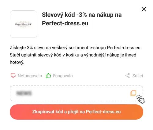 Návod jak zkopírovat slevový kupón Perfect-dress.eu