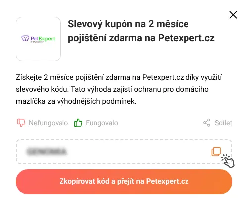 Návod jak zkopírovat slevový kód Petexpert.cz