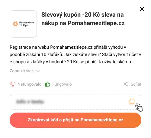 Návod jak zkopírovat slevový kupón Pomahamezitlepe.cz