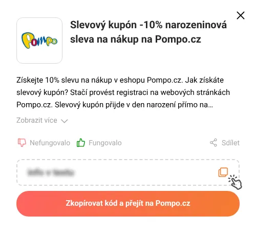 Návod jak zkopírovat slevový kód Pompo.cz