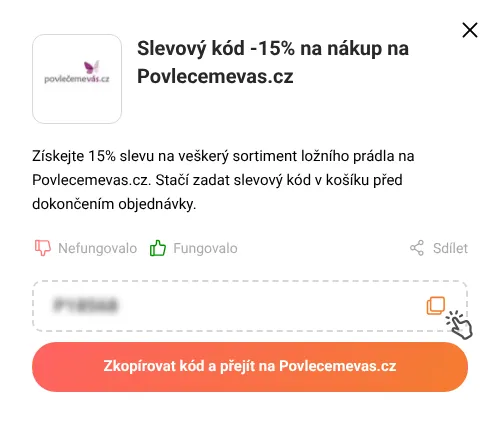Návod jak zkopírovat slevový kupón Povlecemevas.cz