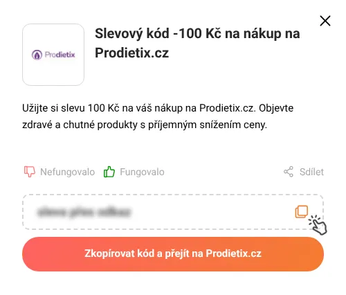 Návod jak zkopírovat slevový kód Prodietix.cz