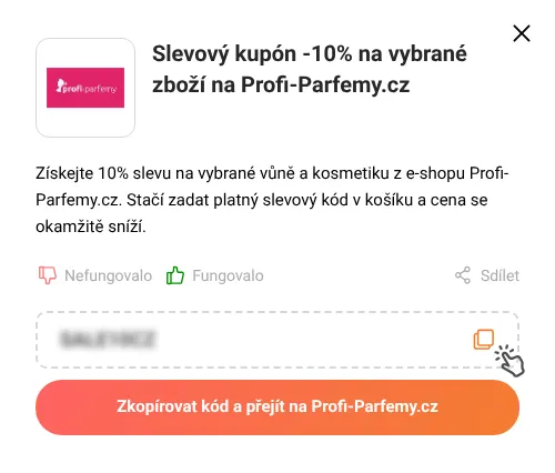 Návod jak zkopírovat slevový kód Profi-Parfemy.cz