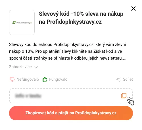 Návod jak zkopírovat slevový kupón Profidoplnkystravy.cz