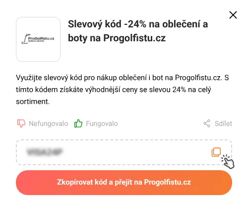 Návod jak zkopírovat slevový kód Progolfistu.cz