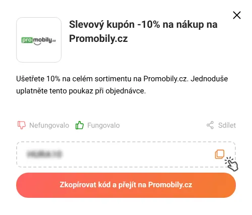 Návod jak zkopírovat slevový kupón Promobily.cz