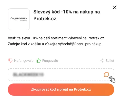 Návod jak zkopírovat slevový kupón Protrek.cz