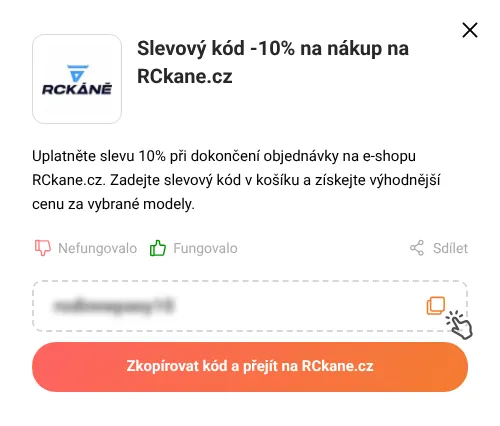 Návod jak zkopírovat slevový kód RCkane.cz