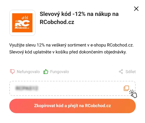 Návod jak zkopírovat slevový kód RCobchod.cz