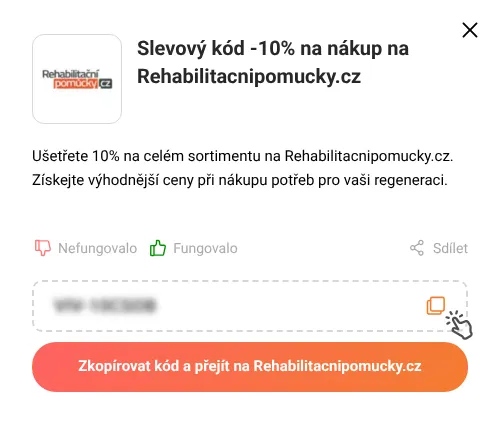Návod jak zkopírovat slevový kód Rehabilitacnipomucky.cz