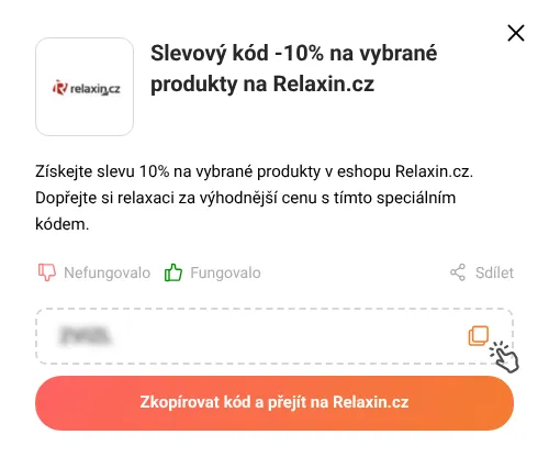 Návod jak zkopírovat slevový kupón Relaxin.cz