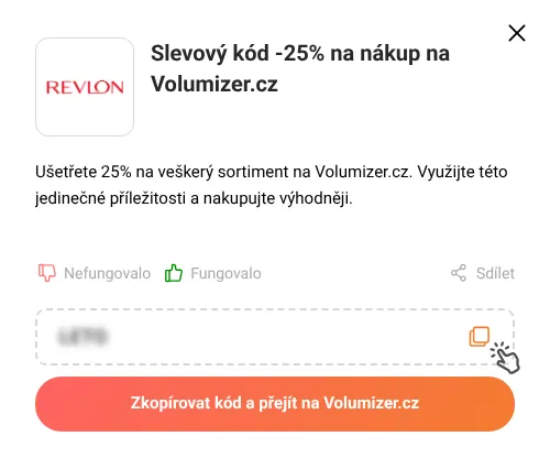Návod jak zkopírovat slevový kód Volumizer.cz