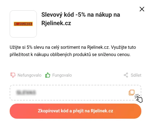 Návod jak zkopírovat slevový kupón Rjelinek.cz