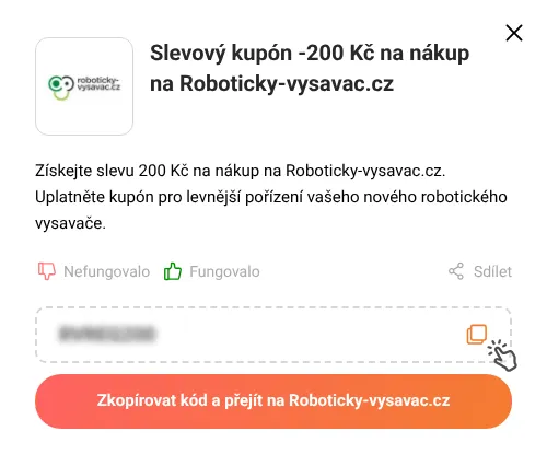 Návod jak zkopírovat slevový kód Roboticky-vysavac.cz