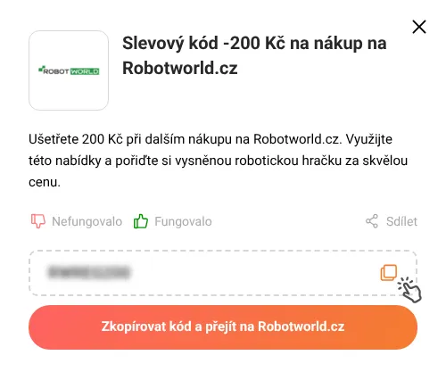 Návod jak zkopírovat slevový kód Robotworld.cz