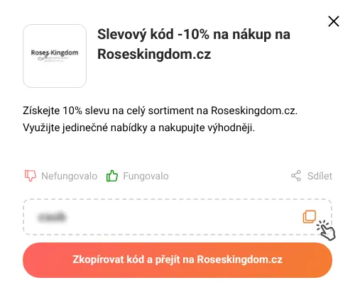 Návod jak zkopírovat slevový kupón Roseskingdom.cz