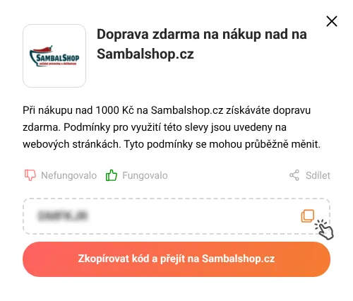Návod jak zkopírovat slevový kupón Sambalshop.cz
