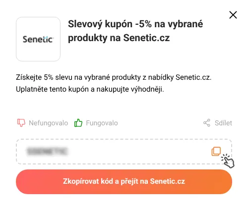 Návod jak zkopírovat slevový kód Senetic.cz
