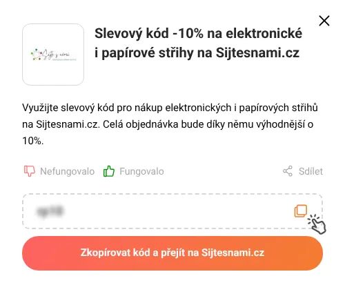 Návod jak zkopírovat slevový kód Sijtesnami.cz