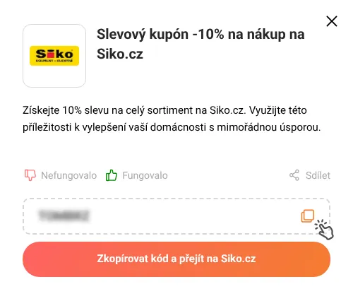 Návod jak zkopírovat slevový kód Siko.cz