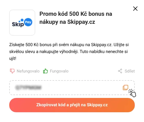 Návod jak zkopírovat promo kód Skippay.cz