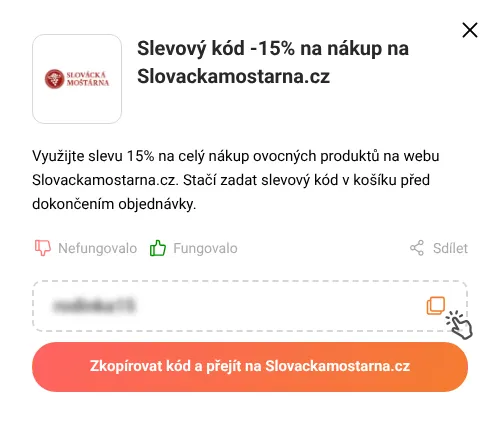 Návod jak zkopírovat slevový kupón Slovackamostarna.cz