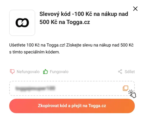 Návod jak zkopírovat slevový kupón Togga.cz