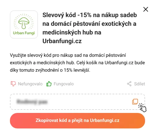 Návod jak zkopírovat slevový kupón Urbanfungi.cz