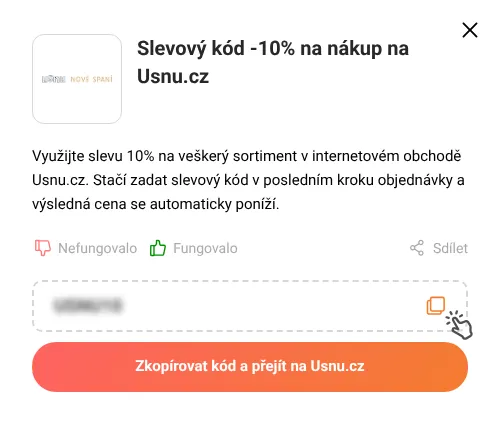 Návod jak zkopírovat slevový kód Usnu.cz
