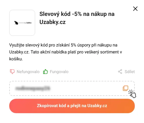 Návod jak zkopírovat slevový kupón Uzabky.cz